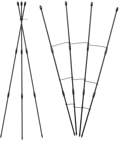 Generico Enrejado para plantas de metal, 2 piezas de 47 pulgadas, estructura trepadora de acero, de crecimiento vertical con estructura reutilizable | soporte para tornillo para plantas