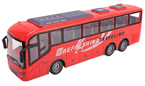 KENANLAN 1/30 fjärrstyrd buss, RC-bussleksak med fjärrkontroll, ABS och elektroniska plastkomponenter, låter barn lära sig teknik och utveckla sin (röda resor)