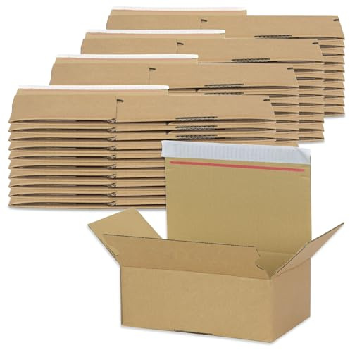 Oputec Lot de 40 cartons automatiques AK-29 - 230 x 16 x 80 mm - Avec fond flash, fermeture autocollante et aide à la déchirure, carton d'expédition solide en carton ondulé pour commerce électronique