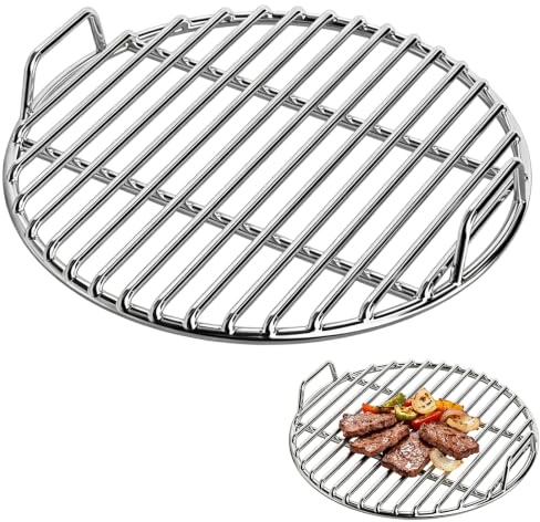 304 rostfritt stål grillgaller rund, olika storlekar för kulgrill – extra tjock grillrost-ersättning, diskmaskinsäker och hållbar, jämn värmefördelning, för BBQ, camping, eldskål (Ø 33 cm)