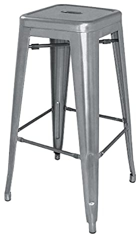 Bolero Steel Bistro High Stools Gun Metal Grey Pack of 4