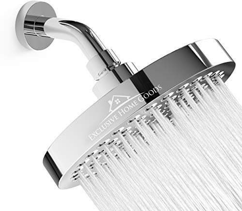 Heatsistence-Luxury Rainfall Shower Head - High-Pressure Showerhead Jets, Rain Shower Head Ant-Clog Silicone Nozzles (2.5 GPM, 6 Inch Diameter, Deluxe Chrome)