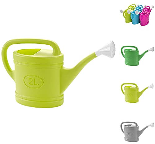 PLASTIFIC Watering Can Plastic Lightweight Water Sprayer Watering Bottle Detachable Sprinkler Rose for Garden Outdoor House Flower Bonsai Plant (2L, Lime Green - Plastic Watering Can)