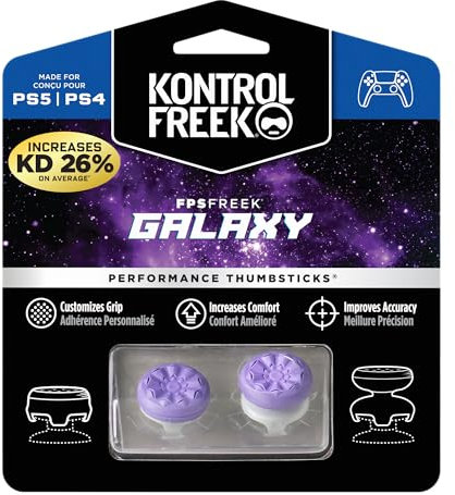 KontrolFreek FPS Freek Galaxy Purple pour PlayStation 4 (PS4) et PlayStation 5 (PS5) - Baguettes performantes - 1 Taille Haute, 1 mi-Haute - Violet