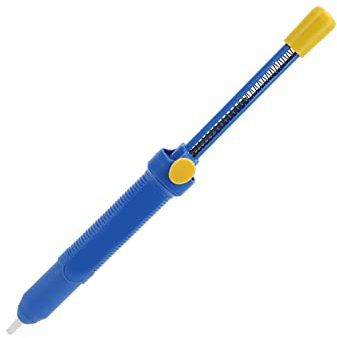 BST-108 Lechón de Soldadura Bombeo Manual Desoldador para Aspirar Estaño Sucker Pluma Herramientas de Soldadura Electrónicas Removedor de Soldadura Chupón Estaño 5 (cm-Hg (azul)