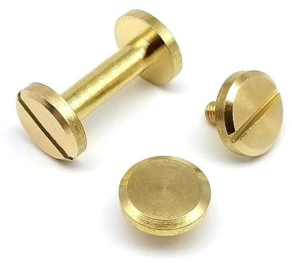 10 pz Ottone Massiccio Rame Piatto a Testa Tonda Vite Vite Rivetto Post Chiodo per Artigianale in Pelle Borsa Portafoglio Cintura Cinghia Riparazione DIY-20mm-Testa Piatta