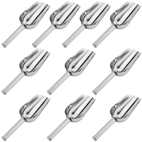 YUENPUN 10 PCS Ice Scoops, Stainless Steel Sweet Scoop, Small Flour Scoop, Multipurpose Scoops for Ice, Sugar, Flour, Sweets, Food