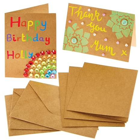 Baker Ross FX981 Kraft Greeting Card Blanks - Pack of 12, Make Your Own Cards