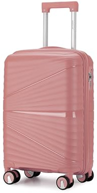 Aerostar Carry-on 20 Lightweight PP Hard Suitcase, Hand Luggage 4 Wheel & TSA Lock, 55x35x20cm | Accepted All Airlines easyjet, RyanAir, British Airways (Rose Gold, 35 litres)
