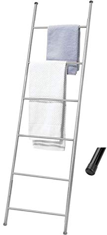 NEECS Handtuchleiter aus Metall, an die Wand lehnende Wäscheständerleiter, 6-lagige Deckenleiter mit 4 Gummienden für Zeitungen, Decken, Überwurfdecken, Steppdeckenweiß