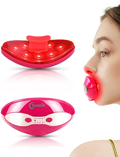 FERNIDA Dispositivo per la cura delle labbra e degli occhi con riscaldamento per levigare le rughe delle labbra, migliorare e ridurre le occhiaie, 4 livelli di temperatura di riscaldamento, rosso
