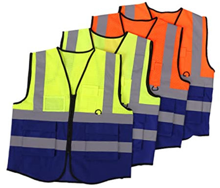 Angoily High Visibility Reflexionsweste Für Arbeit Und Notfälle Leichte Warnweste Für Bau Und Sanitation Orange Mit Taschen Und Atmungsaktivem Design