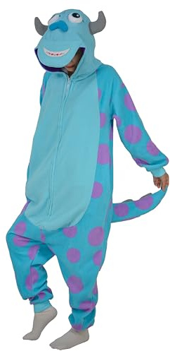 LorranTree Onesie Costume Combinaison Monsters Sulley Costume Femme Homme Adulte Relaxo Pyjama Animal Sullivan Noël Halloween Pyjama, bleu, M