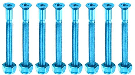 PATIKIL Skateboard Mounting Hardware 2, 8pcs Carbon Steel Skateboard Screws Bolts&Nuts Flat Head for Cruiser, Blue