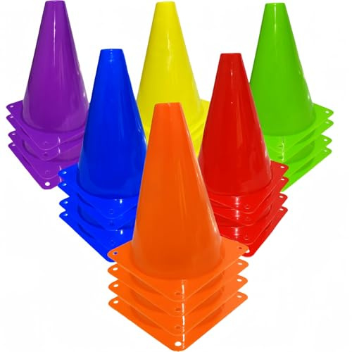 LCPQMZGH 24 Pcs 7 Inch Plastic Traffic Cones, Basketball Football Drills, Skating, Sport Training Agility Markers, Indoor Outdoor Games, Multicolor