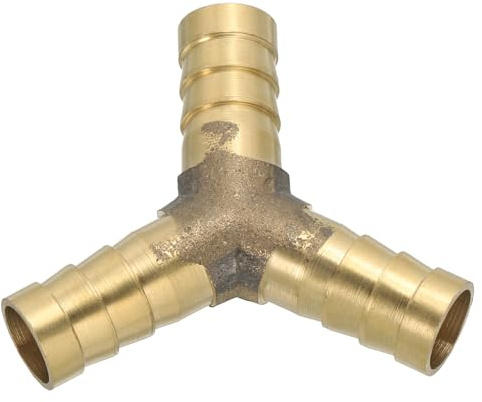 PATIKIL 9.5mm(3/8) Y Conector de Manguera de Latón, Recto Unión Acoplador Púas de Latón 2 Vías Conectores de Empalme Conexión para Tuberías de Agua y Combustible Grifo Jardín