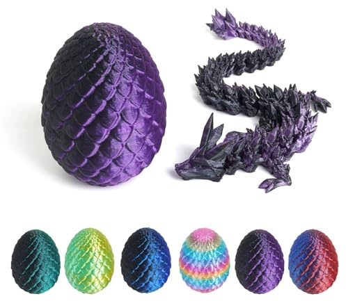 JSRHEEM Œuf de dragon mystique 3D avec dragon éclotant - Cadeau fantastique unique et décoration de Pâques magique pour les collectionneurs et les fans de décoration (laser dragon violet noir)