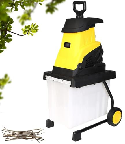 Trituradora de jardín de 45 L y trituradora de Madera para jardín. Trituradora eléctrica de Hojas de 2500 W de Alta Resistencia para jardín. Diámetro máximo de Corte de 45 mm 40m-Power-Cord