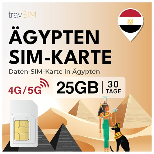 travSIM Egipto Tarjeta SIM | 25GB Datos Móviles | Hotspot Disponible | Plan en la Tarjeta SIM para Egipto es válido por 30 días