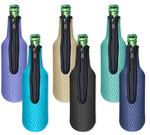 Klyrith 6 x 500 ml/16 oz ölflaskkylare, isolerad neopren burkkylning för ölflaska, återanvändbara halkfria fodral för ölburkar och andra dryckesburkar (6 stycken), (500 ml/16 oz)