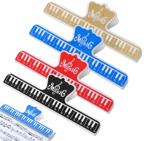 Lot de 4 pinces pour pupitre de musique, support de musique Pour livres, documents, photos et papier