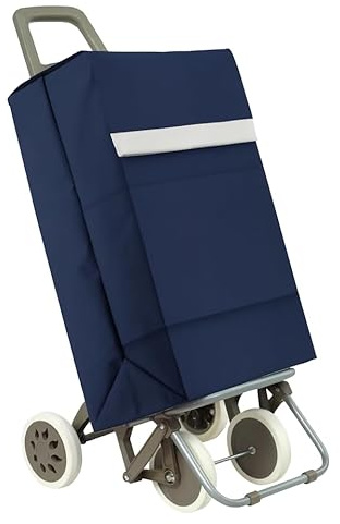 Weida Carro de la Compra 4 Ruedas | Impermeable, Resistente | Mango Ergonómico y Bolsa Impermeable | para Arrastre Cómodo Y Estable | Ideal para Supermercado y Uso Diario | Azul-Marino 95cm-42cm-46cm