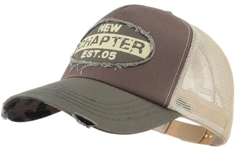 Magracy Men's Vintage Baseball Cap Mesh Trucker Hat Adjustable Outdoor Sports Distressed Snapback Cap Army Green
