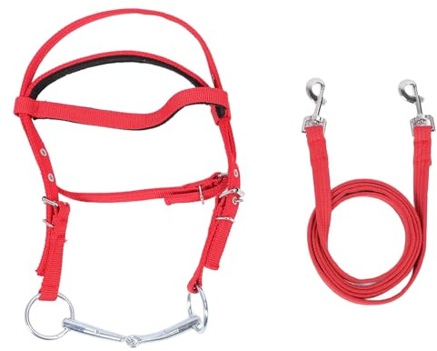 Fafeims Corde de Bride de Cheval, Rêne de Tête Réglable en Nylon avec Un Design élastique élégant pour L'entraînement équestre de la Plupart des Chevaux (S)