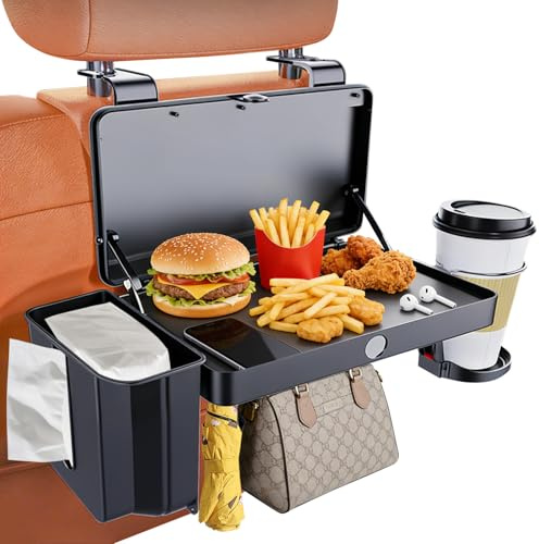 auvstar Organizador Coche Protector Asiento Coche con Bandeja Comida, Soporte Tableta y Portavasos, Universal para Asiento Trasero Coche