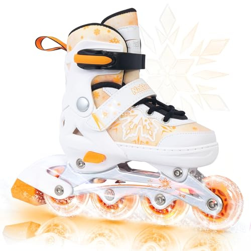 Nattork Kids Adjustable Inline Skates - Snowflake Blades Roller Skates for Girls Boys, Safe & Comfortable for Children Beginners