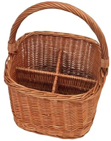 Panier à bouteilles en osier buff