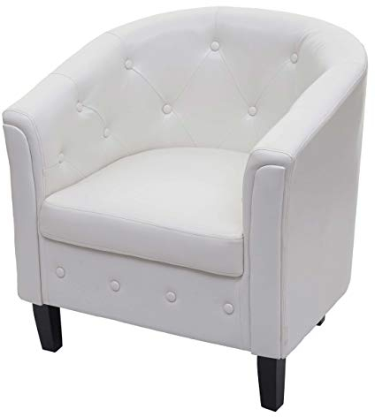 Mendler Sessel Newport T810, Loungesessel Clubsessel Chesterfield, Kunstleder - weiß