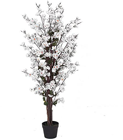 Leaf Design UK Realistic Artificial Blossom Tree, Twist White, 120cm