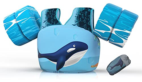 DOOHALO Kids Swim Puddle Floats,Toddler Swimming Aid Vest with Arm Band,Swimming Training Jumper for 28-70 Ibs Children,Infant Baby(2-6 years old)