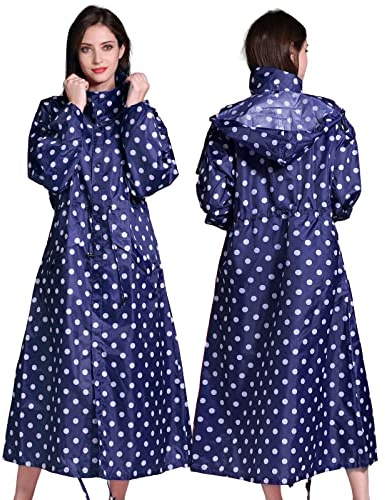 SOPPY Rain Coats for Women, Long Waterproof Coat Windproof Raincoat Lightweight Poncho Quick Dry Long Rain Jacket Hooded Raincoat for Women Free Size