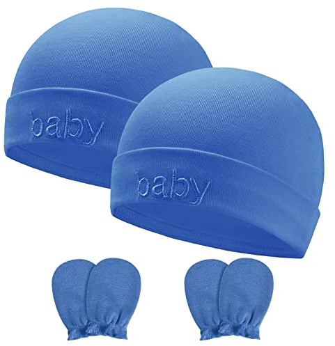 Aolso Gorros y Guantes para Bebés,2 Juegos de Sombreros y Guantes de Bebé,Juego de Sombreros y Manoplas de Algodón para Bebés Niñas Niños,Gorros Beanie para Bebé Recién Nacidos