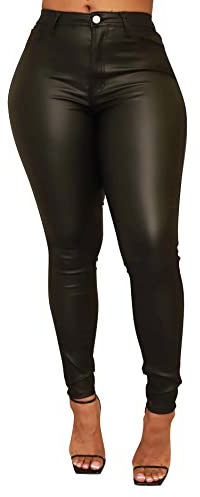 Zebaexf Women's Faux Leather Leggings Pants Black Sexy Stretchy High Waisted Tights