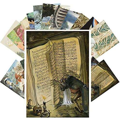 PIXILUV Vintage Postcards (24 pcs 4x6 each) Interesting Illustrations of Cartoon People and Scenes Vintage Postcards Retro Greeting Card Book Illustration Reprint