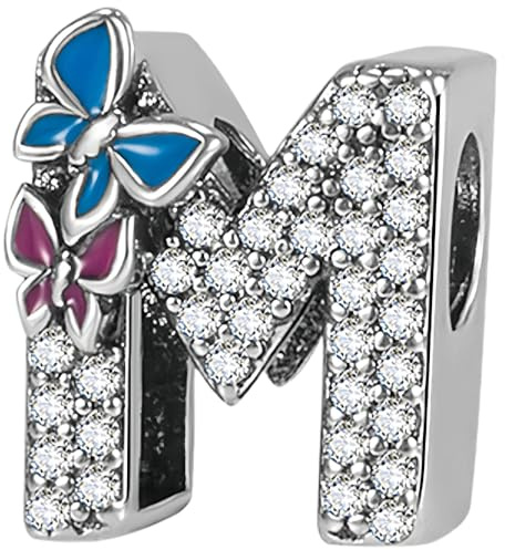 DOLARISE Bokstavsberlocker för armband, 925 sterling silver pärla charm födelsedag hänge smycke present till kvinnor flickor mor familj vän, Silver