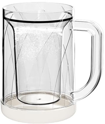 Taza de café helado, taza de cerveza congelada de vidrio | Taza de café helado transparente de capa intermedia, tazas de hielo congeladas de doble pared, vasos de pinta congelables para café, té,