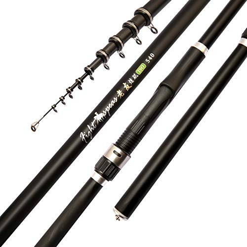 TUANZUN Canne à Pêche Portable Rock télescopique Mer et Lancer en Fibre de Carbone Ultra-léger Dur (4.5 m)