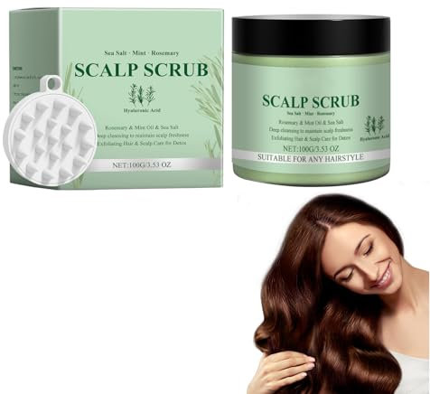 Katyjun 100 G Rosmarin Scalp Scrub, Reinigende und Nährende Kopfhaut Peeling mit Kopfhautmassagegerät