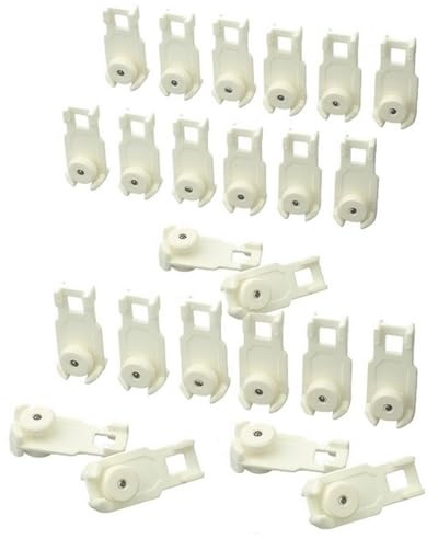 24 Chariots sur Roulettes Axe Acier pour Rail de Rideau, Coulisse Fluide & Silencieuse pour Rail au Plafond ou Chemin de Fer, Blancs
