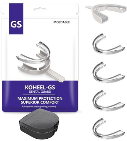 KOHEEL GS Gouttière Dentaire Thermoformable pour Bruxisme, Protège-Dents de Nuit Anti-Grincement et Serrement de Dents, Lot de 5 (Blanc Petit)