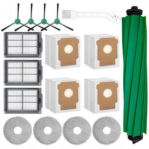 17 pezzi di ricambio per iRobot Roomba Plus 505/405 Combo Accessori per aspirapolvere,1 spazzola a rulli,4 pad di scopa, 3 filtri HEPA, 4 spazzole laterali,4 parti di sostituzione di sacchetti a vuoto