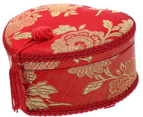 Healvian Cloth Jewelry Box Small Jewelry Container Heart Shaped Storage with Lids for Travel