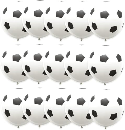 15 Pezzi palloncini a tema calcio, 30,5 cm, colore bianco e nero,Palloncini Stampa Di Calcio per feste a tema sport, decorazione per feste a tema calcio