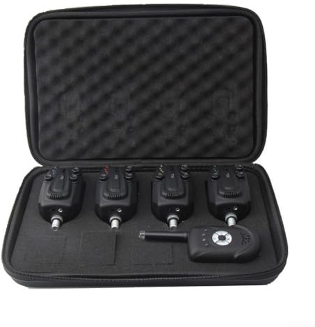 Wireless Digital Carp Fishing Bite Alarm Set 2/3/4 trasmettitore con 1 ricevitore, impermeabile, regolabile in 6 livelli, per lago, serbatoio e pesca rocciosa (1 + 4 allarmi)