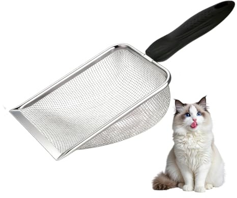 MIRKUZI Palette per lettiera per gatti 1 Paletta per lettiera per gatti con manico lungo, resistente e antiruggine, adatta per lettiere per gatti, durevole e facile da pulire