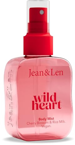 Jean & Len Spray corporal Wild Heart, delicada fragancia floral con cremosa leche de arroz, con pantenol y extracto de flor de cerezo, de larga duración, spray corporal vegano, 100 ml